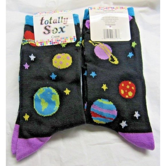 1 Pair Space Crew Socks Size 9-11 by totally Sox - Picture 1 of 1